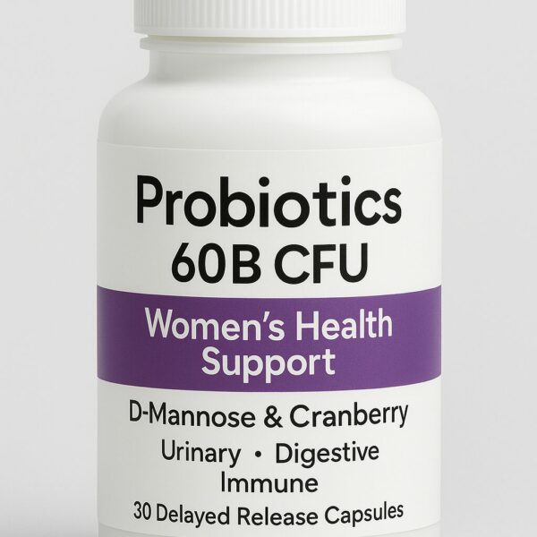 probiotic 60 billion CFU supplement for women's health with D-Mannose and cranberry