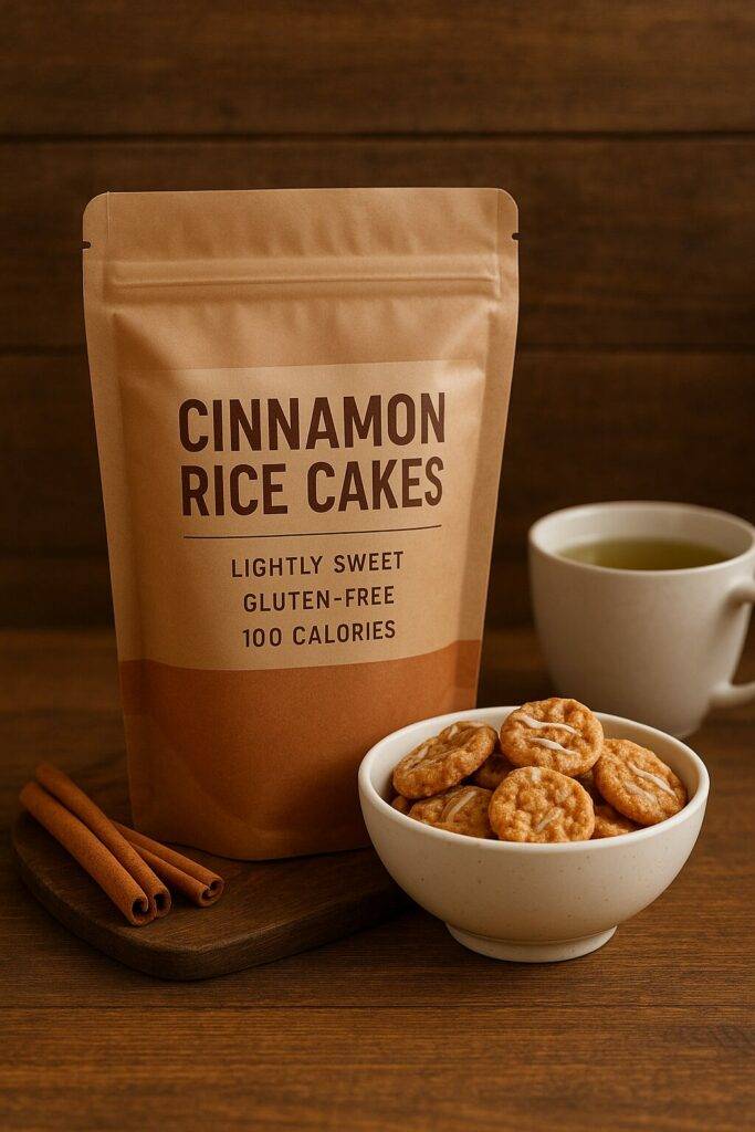 Mini cinnamon rice cakes with tea – light snacks for energy