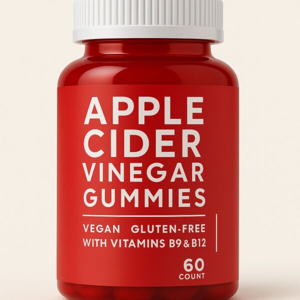 apple cider vinegar gummies bottle with vegan and B vitamin formula, 60 count