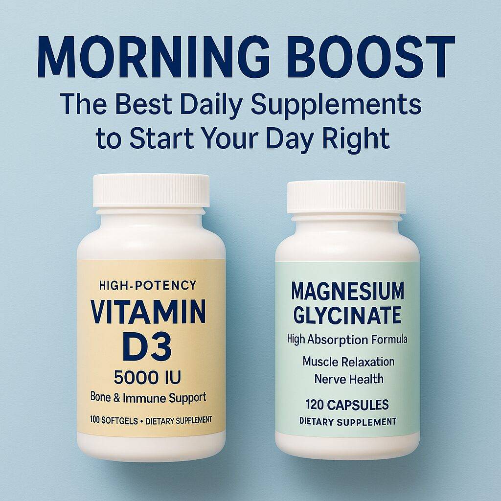 Magnesium Glycinate Capsules – High Absorption Formula, 90-count bottle displayed on a light blue background, labeled for muscle relaxation and calm energy